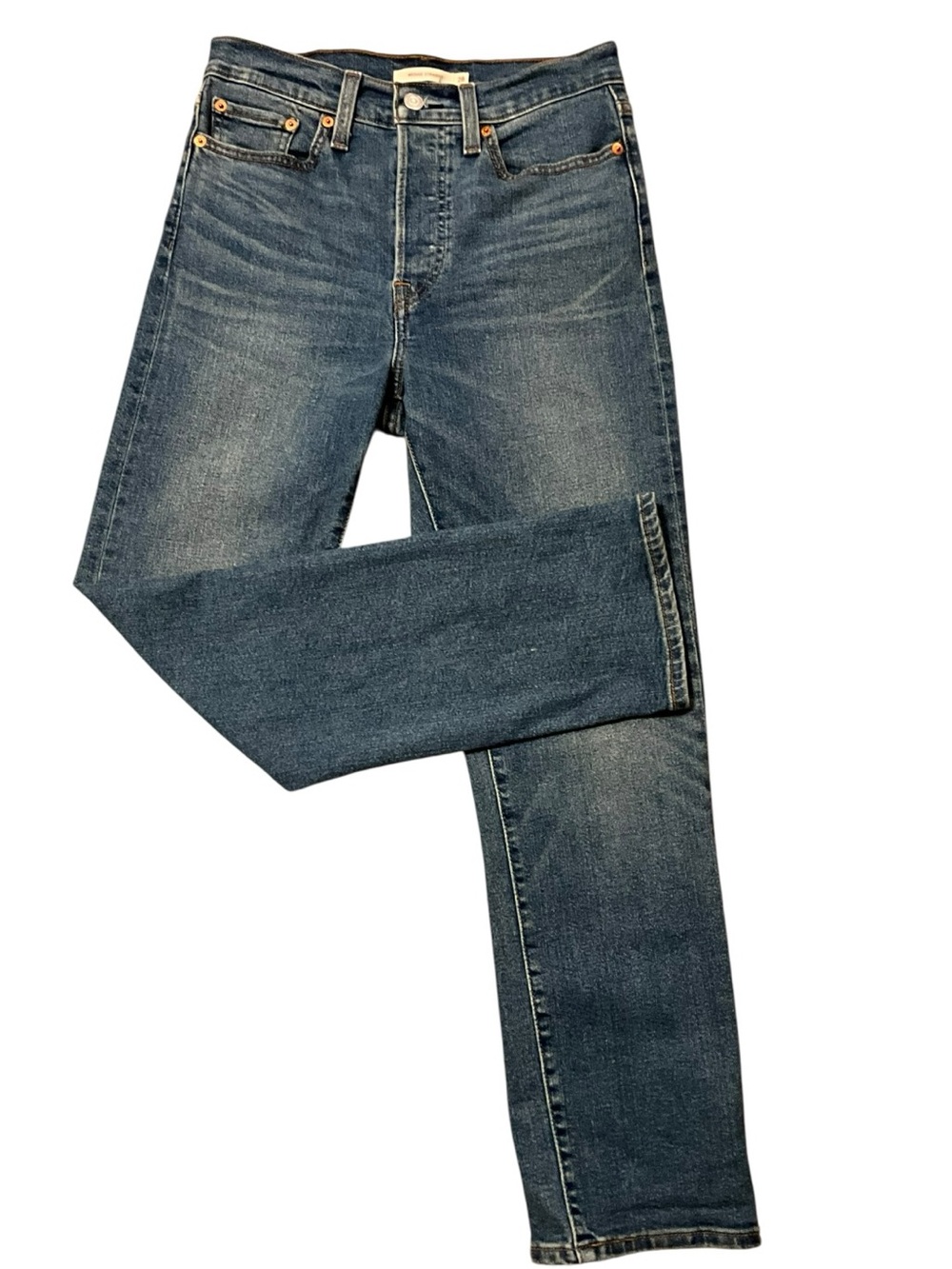 Levi's Women Wedgie Straight Jeans Medium Wash High Rise Stretch Button Fly 28